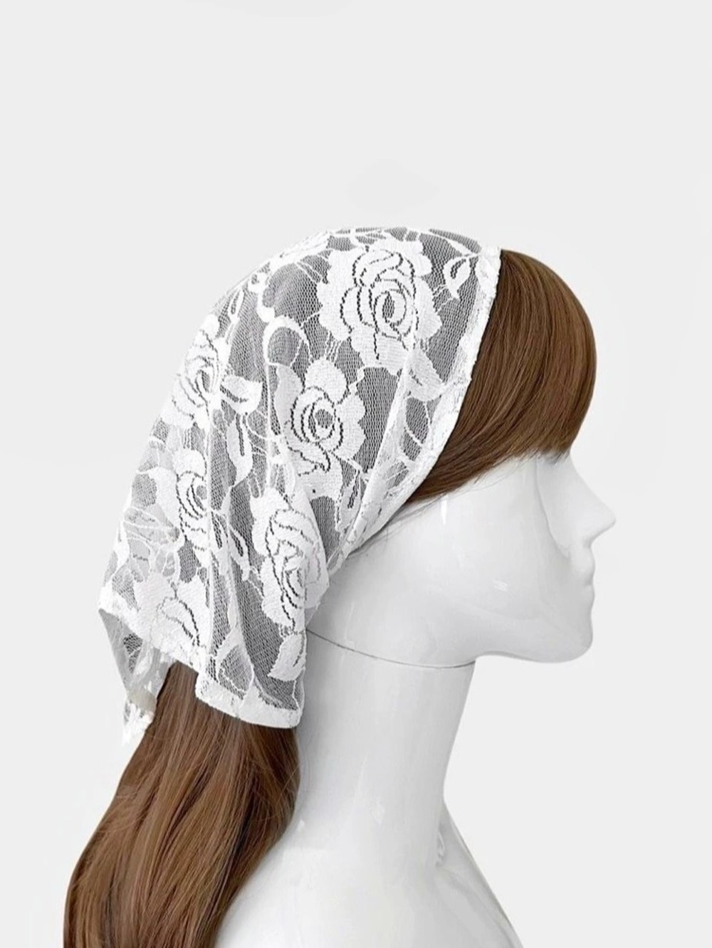 White Floral Lace Head Scarf